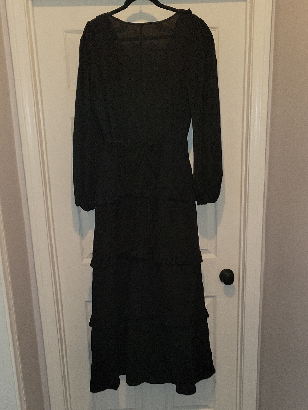 Commense Black Long Sleeve Ruffle-Tier Maxi Dress - Picture 4 of 8